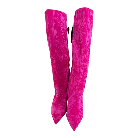 Macy’s INC Crushed Velvet Hot Pink Tall Boots - Picture 2 of 7